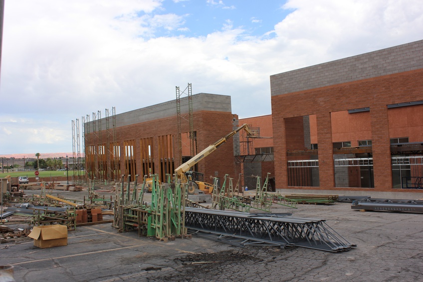 The Burns Arena undergoes construction.