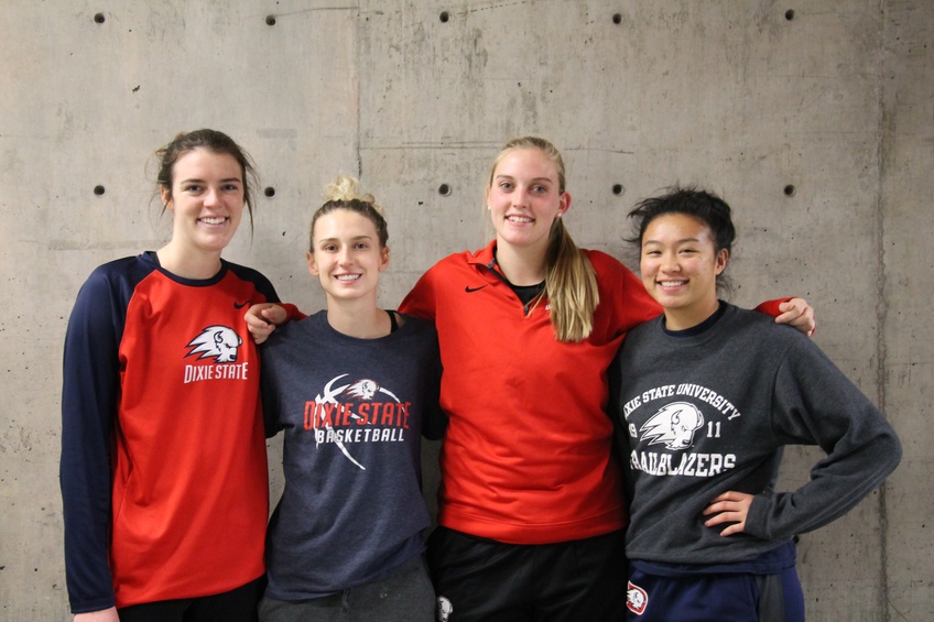 The women's basketball team captains are among many team captains at Dixie State University who put in extra work outside of regular practice and games.