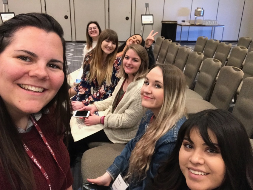 Editor-in-Chief Markee Heckenliable is with her fellow Dixie Sun editors at the ACP Midwinter National College Journalism Convention in March. Photo by Kylea Custer.